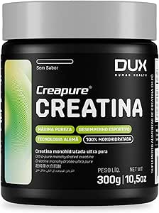 Creatina Monohidratada 100% Creapure Sem Sabor Pote 300g - Suplementação Academia, Ganho Muscular Hipertrofia, Força Energia Resistência, Suplementos Naturais - DUX HUMAN HEALTH